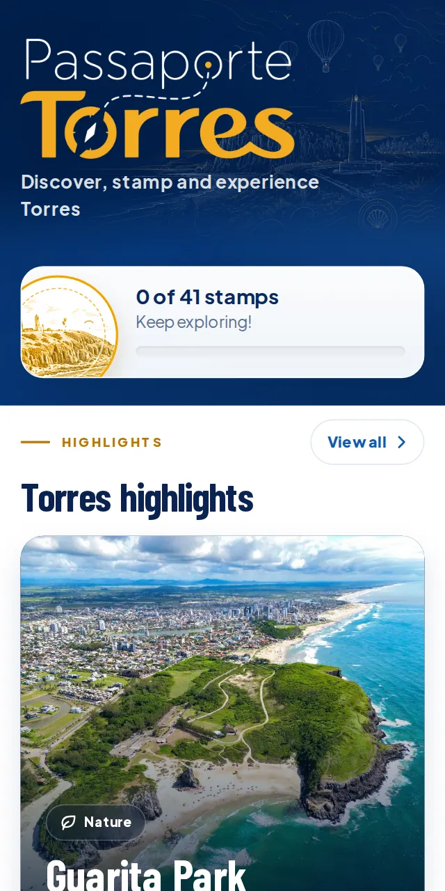 Passaporte Torres home screen on a phone