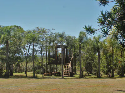Um mirante entre palmeiras, natureza e artesanato junto ao Parque Estadual de Itapeva.